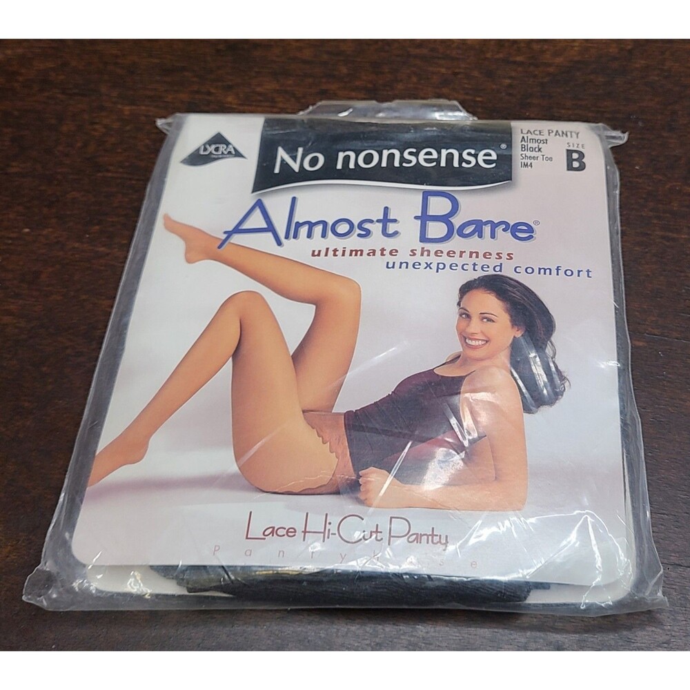 No nonsense Almost Bare Pantyhose Size B Almost Black Lace Hi-Cut Panty